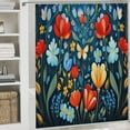 thumbnail image 5 of Watercolor Wildflowers Bathroom Sets with Shower Curtain And Rugs, Incl with 12 Hooks，Toilet Lid Oval Rug, 5 of 8