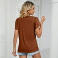 thumbnail image 4 of EFINNY Womens V-neck T-shirt Short Sleeve Solid Top Spring And Summer Blouses S-XXL, 4 of 7