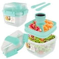 thumbnail image 1 of Salad Container Leakproof Salad Bento Box with 3 Compartments Tray Reusable Salad Lunch Box with Salad Dressing Cup Bento Salad Bowl Microwave Safe for School Work Picnic Trips, 1 of 9