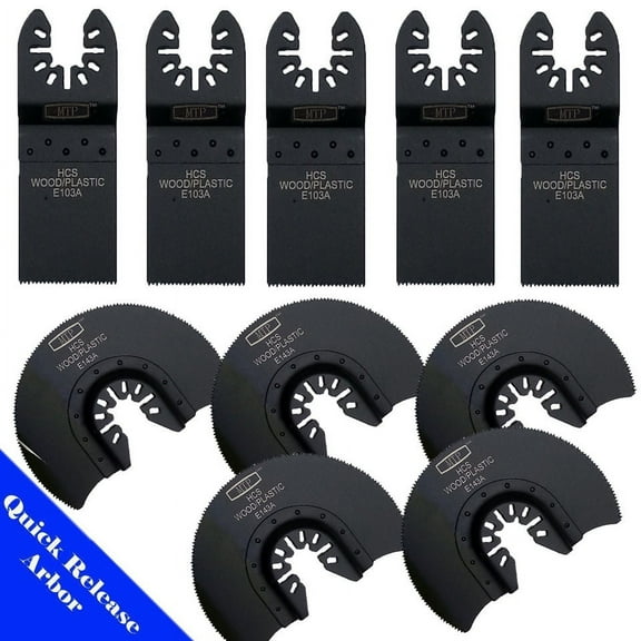 MTP Pack of 10   Wood  Plastic Semi Round Saw Blade   Quick Release Arbor Universal Fit Multi Tool Oscillating Multitool Wood Saw Blade for Craftsman  Ridgid  Porter Cable Fein Bosch Makita