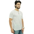 thumbnail image 3 of Atasi Men's Short White Kurta Cotton Casual T-Shirt Ethnic Tunic-Small, 3 of 7