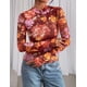 thumbnail image 5 of Blusa PRETTYGARDEN Mujer Malla Floral Manga Larga Marrón Naranja, 5 of 9