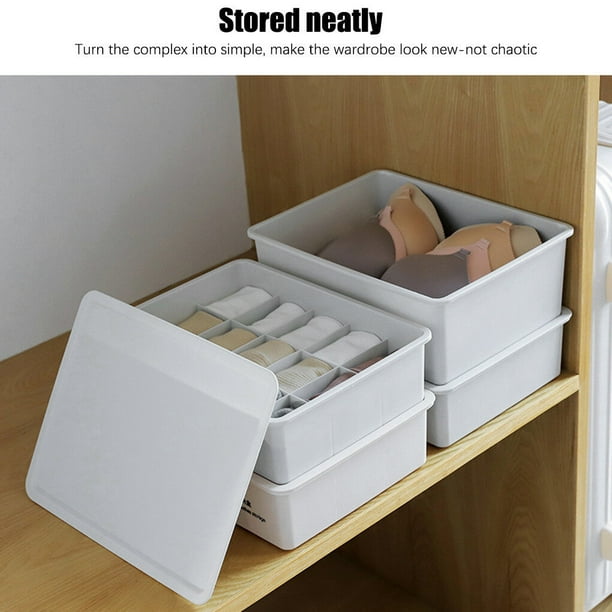 Beige-Gray Storage Boxes for Organizing Underwear, Socks, Bras