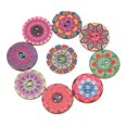 thumbnail image 2 of Lot de 100 boutons en bois à motif floral rétro, durables, 25 mm, accessoires de bricolage pour la couture et l'artisanat, 2 of 4