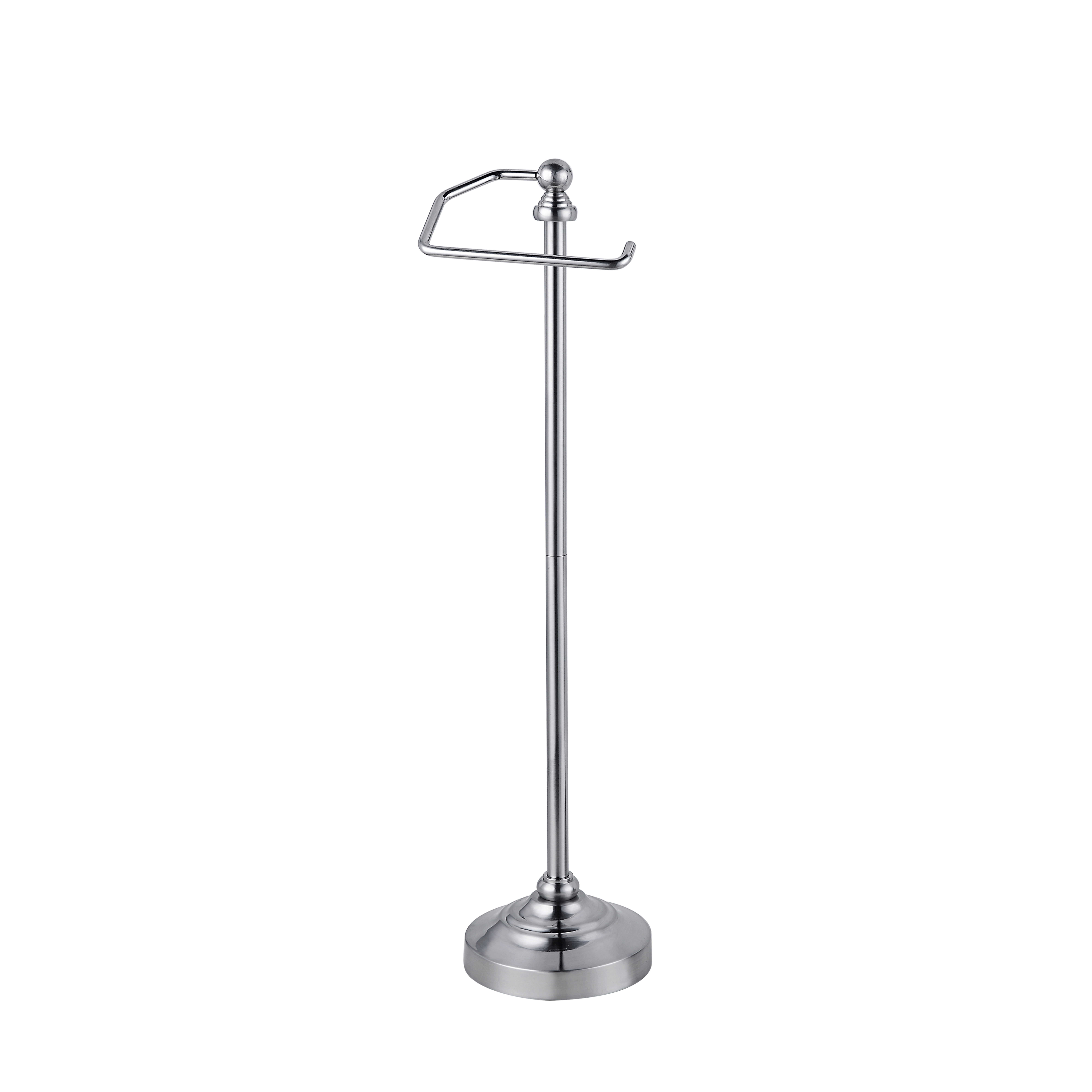 SunnyPoint Deluxe Free Standing Heavy Weighted Toilet Tissue Paper Roll Holder Stand (Brushed Nickel)