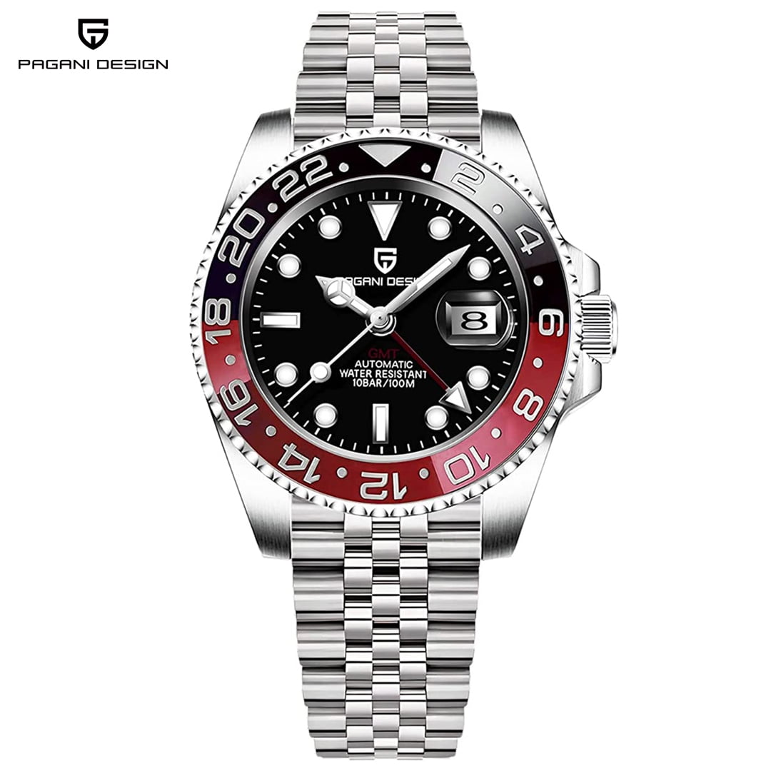 PAGANI DESIGN Men's Automatic GMT Watches 40mm Casual Stainless Steel Waterproof Mechanical Wrist Watch for Men PD1662