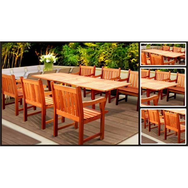Malibu Outdoor 7piece Wood Patio Dining Set with Extension Table
