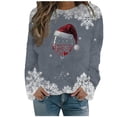 thumbnail image 1 of WEAIXIMIUNG Chandail en Molleton de Noël Décontracté à Col Rond pour Femmes, Manches Longues, Imprimé Velours Double Face, 1 of 4