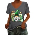 thumbnail image 3 of lcziwo Holiday Sales, Women's St. Patrick's Day Shirts Casual Cotton Comfy U Neck Lucky Clover Graphic Tee Tops 2025 Summer Short Sleeve Irish Shirt Dark Gray L, 3 of 5