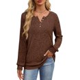 thumbnail image 4 of XIEERDUO Womens Sweaters Lightweight Henley Neck Button Up Long Sleeve Shirt Tops, 4 of 5