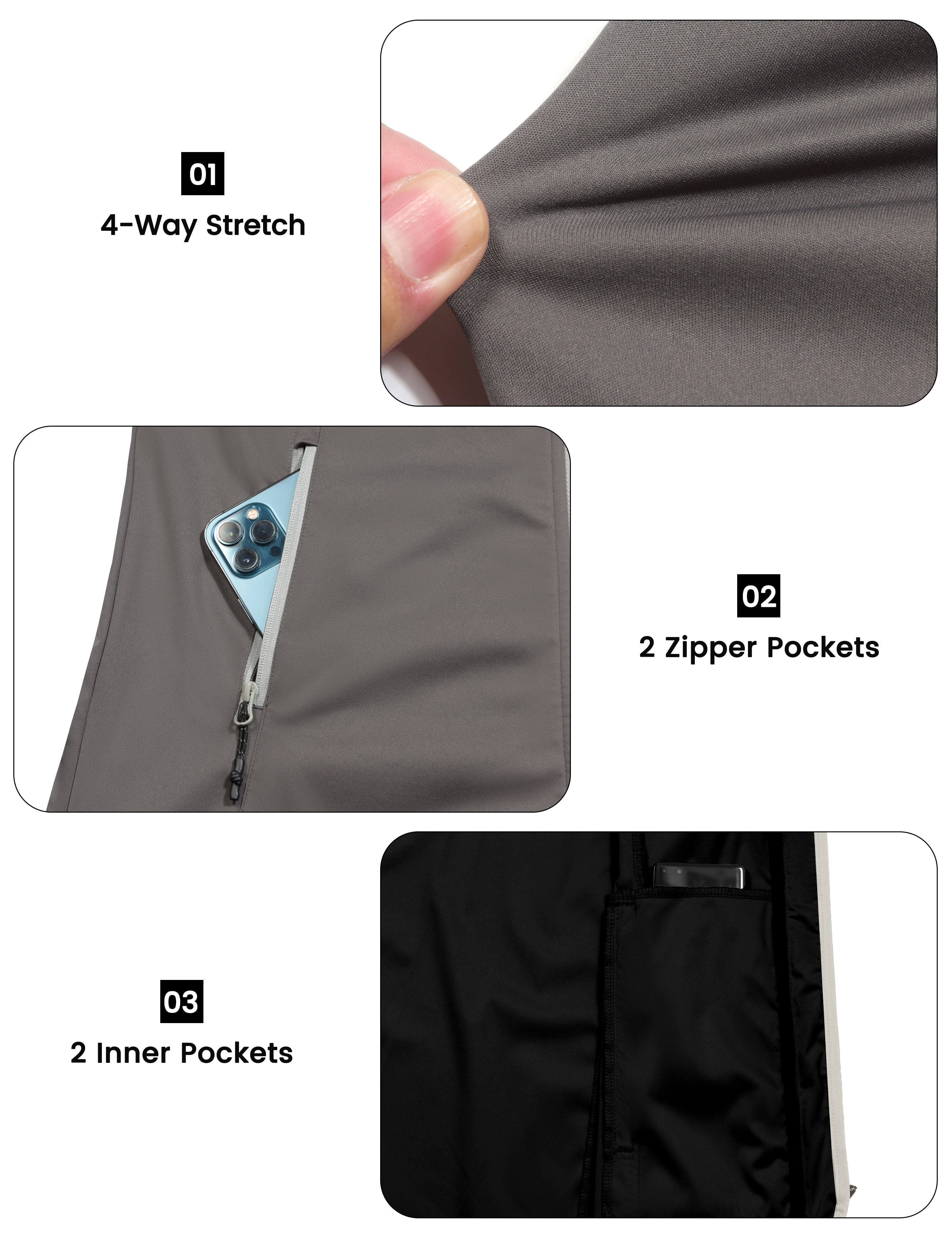 Little Donkey Andy Women's Lightweight Softshell Long Vest, Windproof Sleeveless Jacket for Golf Running Hiking Travel Gray L