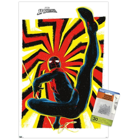 Marvel Comics Spider-Man - Gallery Edition Miles Wall Poster with Push Pins, 14.725" x 22.375"