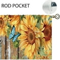 thumbnail image 5 of Teal Wooden Farmhouse Sunflower Small Kitchen Curtains Rustic Flower Treatment Country Inspirational Cafe Short Window Curtains for Bathroom Dining Room Tier Treatment Drapes 27.5x39 inch, 5 of 6