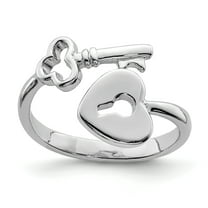 Primal Silver Sterling Silver Rhodium-plated Heart Lock and Key Toe Ring