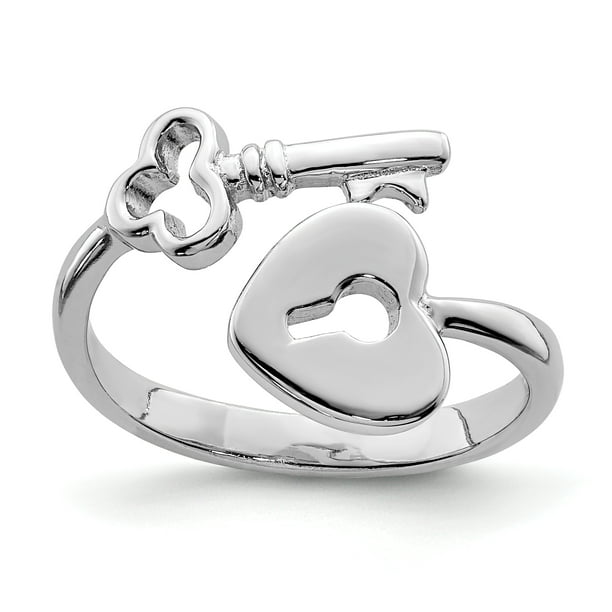 Primal Silver Sterling Silver Rhodiumplated Heart Lock and Key Toe