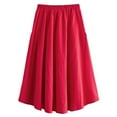 thumbnail image 5 of ShomPort Women's Casual High Waist Pleated A-Line Midi Skirt with Pocket Solid Color Beach Skirt, 5 of 6