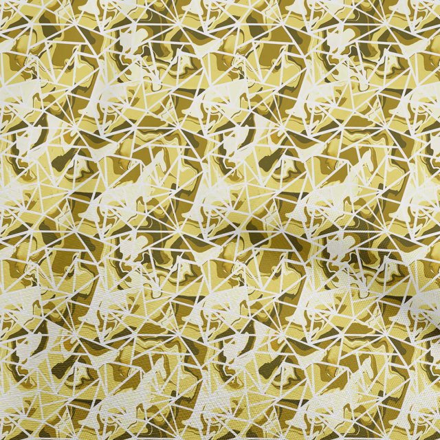 oneOone Velours Jaune Tissu Abstrait Matière de Robe Tissu Imprimé Tissu au Mètre 58 Pouces de Large