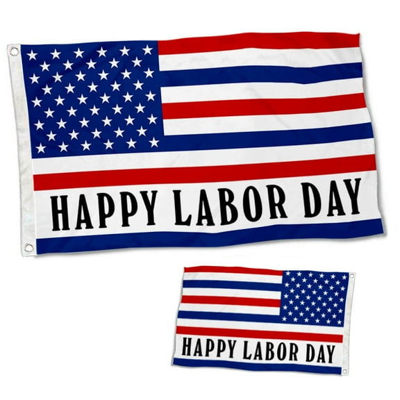 Dutern Double Sided Happy Labor Day Flag Banner 3 Ply with Brass Grommets 3x5 Feet 380724