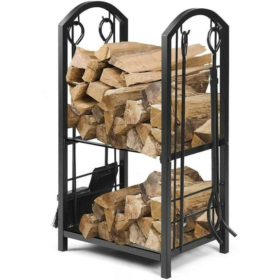 Indoor Firewood Rack, Decorative Firewood Stand with Removable Holders, Easy Assembly Log Holder for Fireplace, Weather Resistant Firewood Carrier for Indoor Outdoor