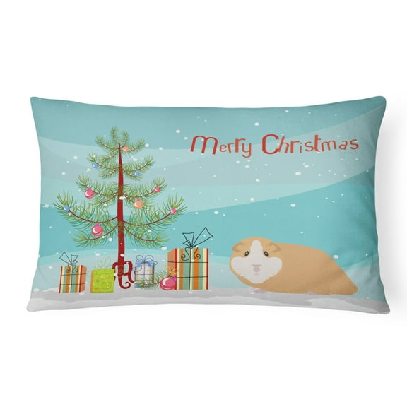 Carolines Treasures CK4439PW1216 Guinea Pig Merry Christmas Canvas Fabric Decorative Pillow, 12H x16W,