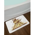 thumbnail image 2 of Music Bath Mat, Illustration of a Musician in Floral Details Swirls and Strokes, Plush Bathroom Decor Mat with Non Slip Backing, 29.5" X 17.5", Redbrown Mustard, by Ambesonne, 2 of 2