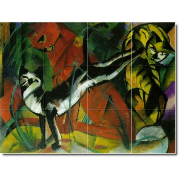 Ceramic Tile Mural-Franz Marc Animals Painting 30. 32" w x 24" h using (12) 8 x 8 ceramic tiles