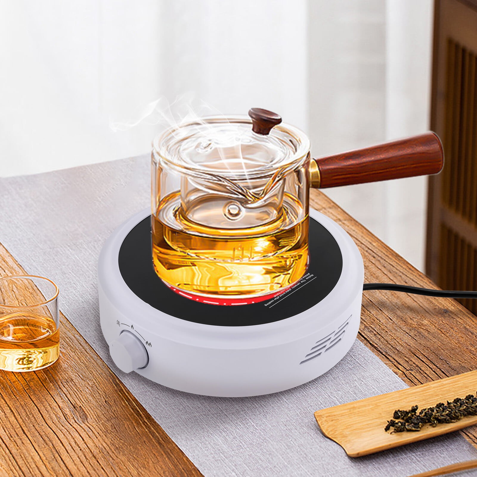 800W White Portable Electric Mini Stove Coffee Tea Water Hot Plate Boiling Stove 110V for Home, Office
