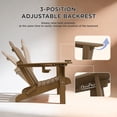 thumbnail image 4 of Tappio Folding Adirondack Chair Set of 2, All Weather HDPE Outdoor Patio Chairs with 3- Position Adjustable Backrest, Detachable Multifunctional Holders and Cup Holders, Fire Pit Chairs, Brown, 4 of 8