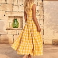 thumbnail image 7 of GEWSEY Women's 2025 Summer Spaghetti Strap Maxi Dresses Plaid Square Neck A Line Casual Beach Vacation Long Sundress (Yellow, XXL), 7 of 7