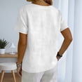 thumbnail image 4 of Womens Short Sleeve Tops Button Down Shirt Soft Solid Color Summer Daily Wear White XXL, 4 of 6