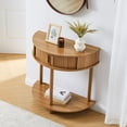 thumbnail image 4 of LEFHDA Entryway Table with Storage, Half Moon Fluted Mid Century Modern Console Tables, Small Narrow Sofa Table with Sliding Door, Curved Display Shelf Hallway Table for Living Room, 4 of 8