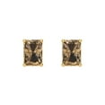 thumbnail image 3 of 1 Ct Emerald Cut Studs Champagne Crystal 18K Yellow Solid Gold Everyday Dainty Earrings Screw Back, 3 of 7