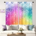 thumbnail image 4 of Colorful Rainbow Curtains Kids Girls Cute Clouds Pastel Ombre Starry Sky Stars Girly Aesthetic Rod Pocket Multicolor Princess Bedroom Living Room Treatment Fabric 2 Panels 42Wx63H Inch, 4 of 6