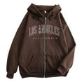 thumbnail image 5 of Quealent Women's Lightweight Cotton Blend Long Sleeve Zip Up Thin Hoodie Jacket Coffee for Size 3XL, 5 of 8