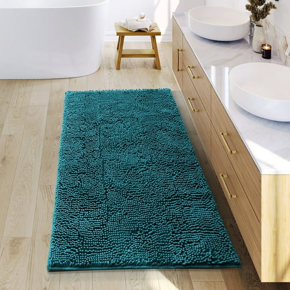 Nestl Bathroom Rugs, Machine Washable Bath Mats For bathroom Floor Rugs, Nonslip Backing Rubber Bath Rug, Teal
