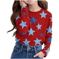 thumbnail image 2 of GigrtiJin Girls Casual Shirt Star Printed Round Neck Long Sleeve Blouse Trendy Pullover Tops 3-14 Years, 2 of 7