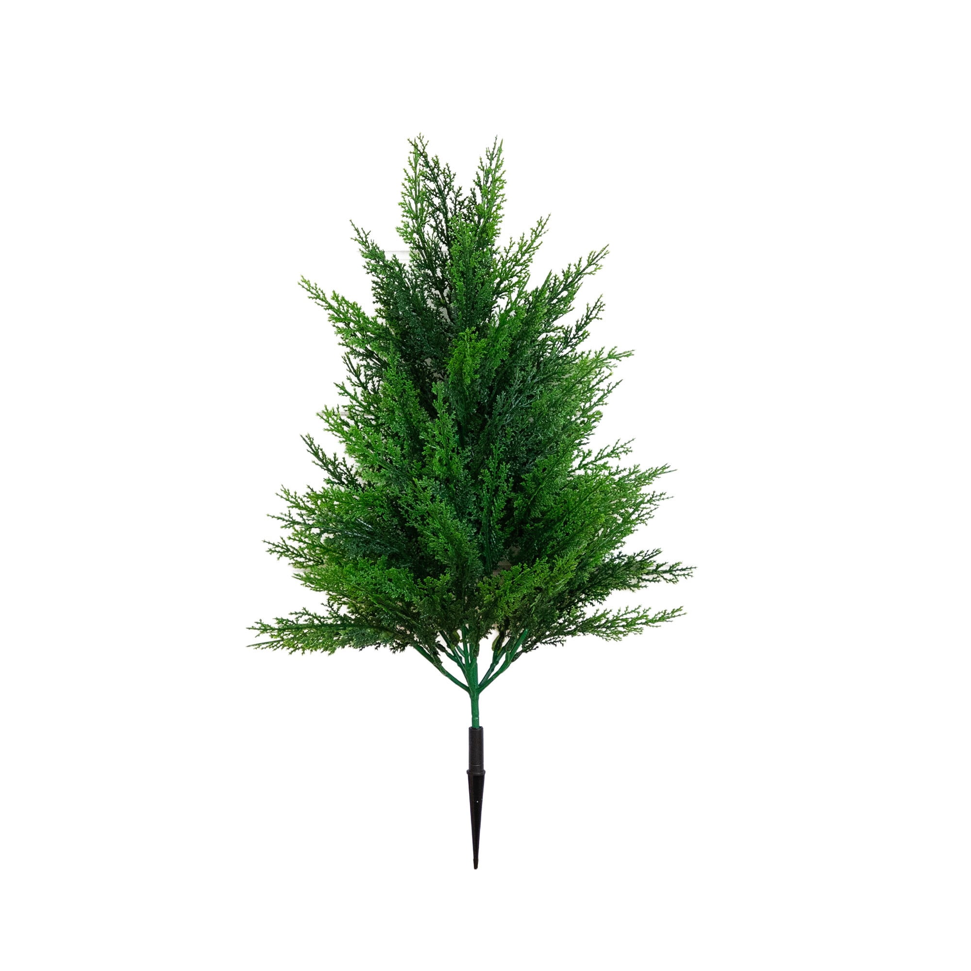 22in. UV Resistant Artificial Cedar Bush with Integrated Ground Stake (Indoor/Outdoor) - Set of 2