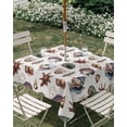 thumbnail image 3 of Square Outdoor Tablecloth with Umbrella Hole Vintage Coastal Outside Table Cloth Waterproof Patio Table Cover Shell Conch Ocean Underwater Zipper Tablecloths for Picnic Party Camping 54x54 Inch, 3 of 8