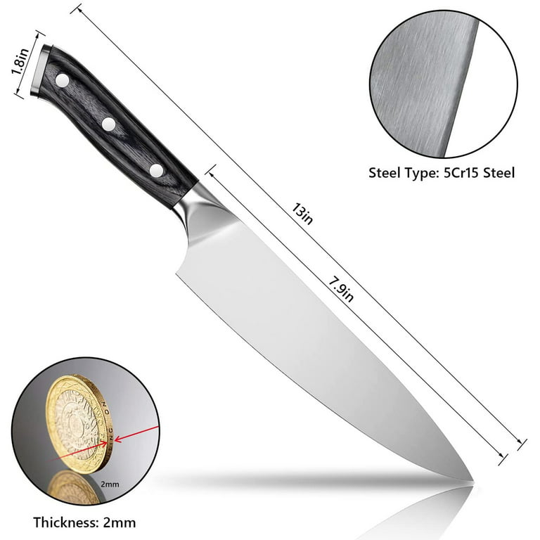 OMMO Chef Knife, 8 Inch High Carbon Stainless Steel Ultra Sharp