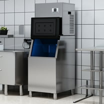 Dextrus Commercial Ice Maker Machine 300LBS/24H with 200LBS Storage Bin,Stainless Steel Ice Machine with Ice Scoop & Ice Bucket