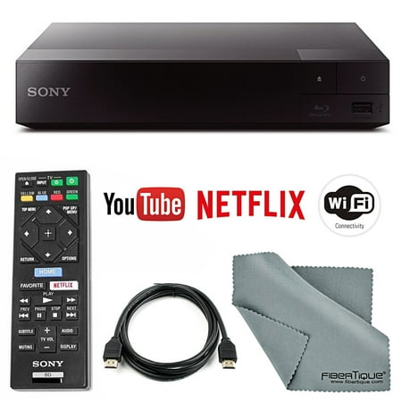 Sony BDP-S3700 Wi-Fi Blu-Ray Disc Player with HDMI Cable + Remote + FiberTique