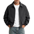 thumbnail image 2 of Sevevn Men's Lapel Collar Bomber Jacket Raglan Sleeve Full Zip Lightweight Casual Windbreaker Coat with Pockets Black 3XL, 2 of 9