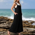 thumbnail image 4 of Women's Casual Wide Leg Jumpsuit Sleeveless Loose Fit Summer Romper with Pockets, 4 of 6