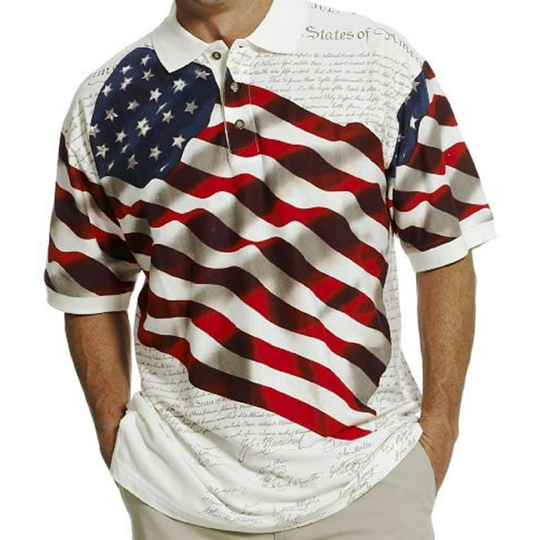 Cotton Traders Allover Patriotic Men's Polo Shirt 