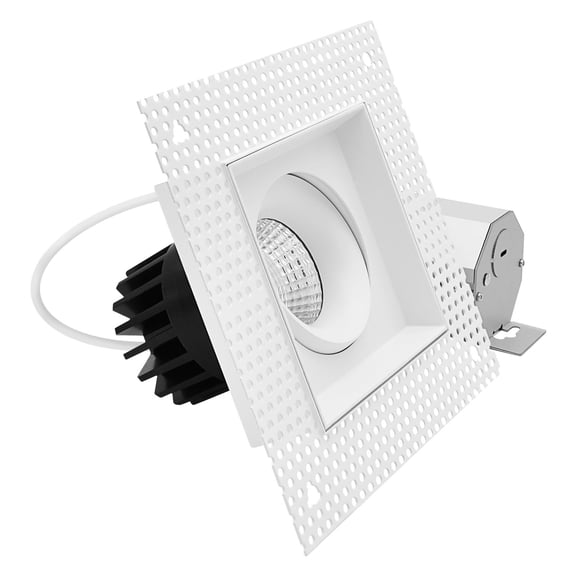 LUXRITE 1-Head Square Regressed Trimless Gimbal LED Recessed Light, 360 15 Swivel, 5CCT, 15W, 1000LM, 60 Dimmable