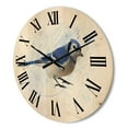 thumbnail image 3 of Designart 'Ancient Blue Jay Bird' Traditional Wood Wall Clock, 3 of 5
