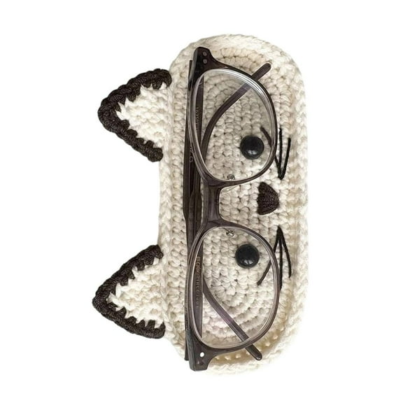 WINDLAND Handmade Crochet Cute Animal Theme Glasses Holder Eyeglass Protective Storage Tray for Home Desk Eyewear Organizers Gift