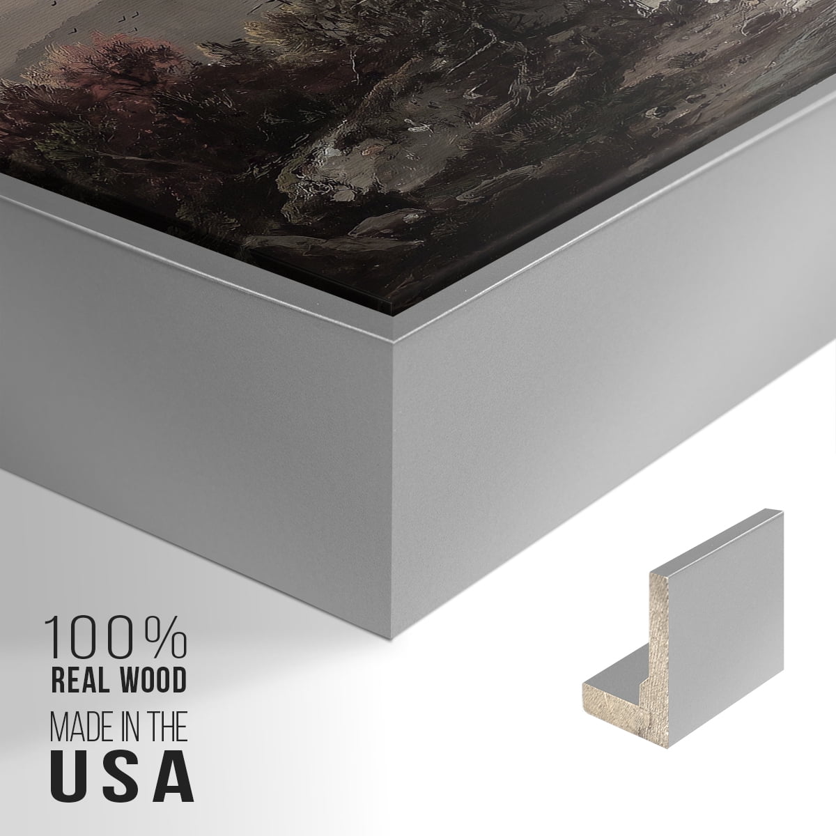 Vintage Landscape-CCCXXI By Wexford Home Framed in Silver Wood Gallery Wrapped Canvas 27 in. x 41 in.