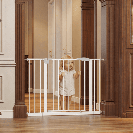 Alvantor White Pressure Mounted Safety Baby Gate, Adjustable 29.5-44.1 Inches Wide, No Drilling Required