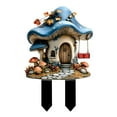 thumbnail image 2 of Dadiaei Dreamy Mushrooms House 2D Flat Garden Pile Outdoor Courtyard Pile Scene Decoration Props Acrylic Garden Decor All-Weather, 2 of 9